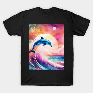 Dolphin Painting in Water Color, Beautiful, Colorful T-Shirt